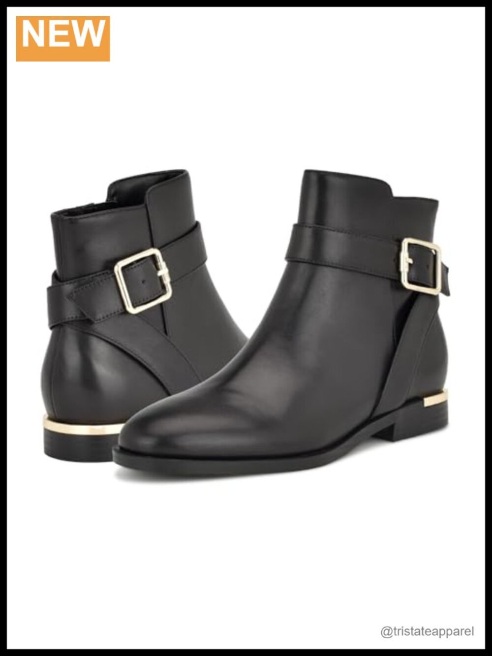 Nine West Ankle Booties Leather Zipper Side Closure Almond Toe